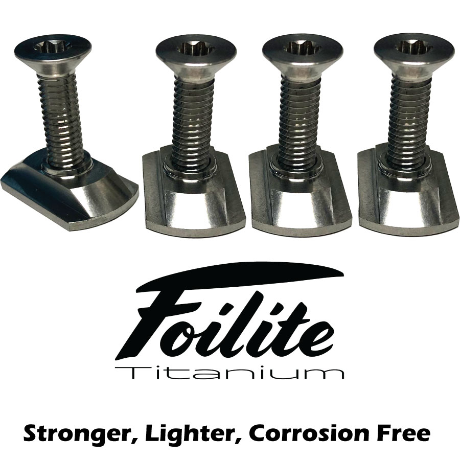 Foilite - M6 Titanium Hydrofoil Hardware Set - 4 Track Nuts and 4 M6 Screws